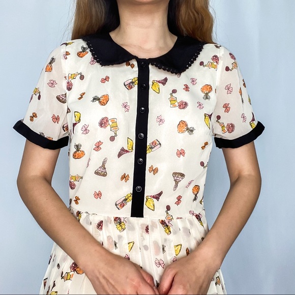 Modcloth Peter Pan Collar Mod Dress S Retro Whimsical - Picture 3 of 10